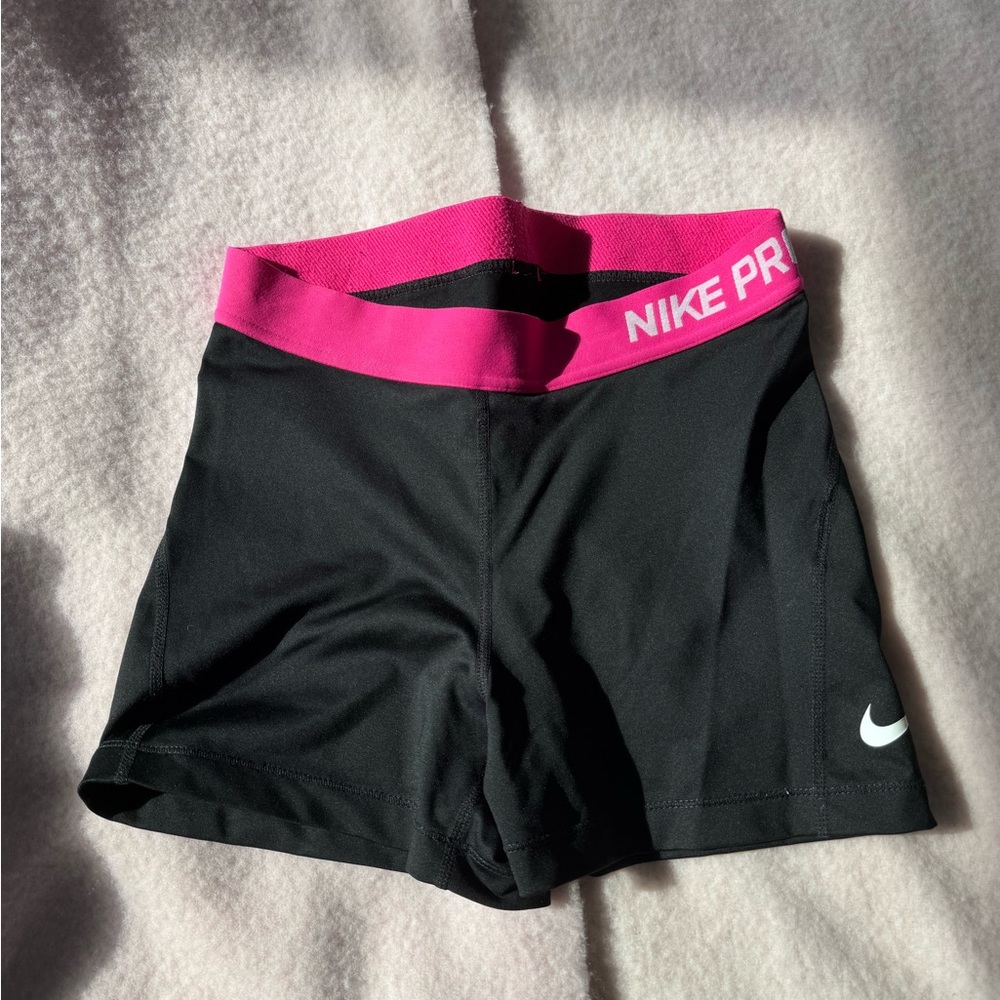 Nike Black and Pink Dri-FIT Compression Shorts
